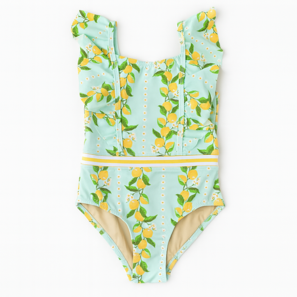 Citrus Grove Girls Ruffle Shoulder 1 Piece Swimsuit