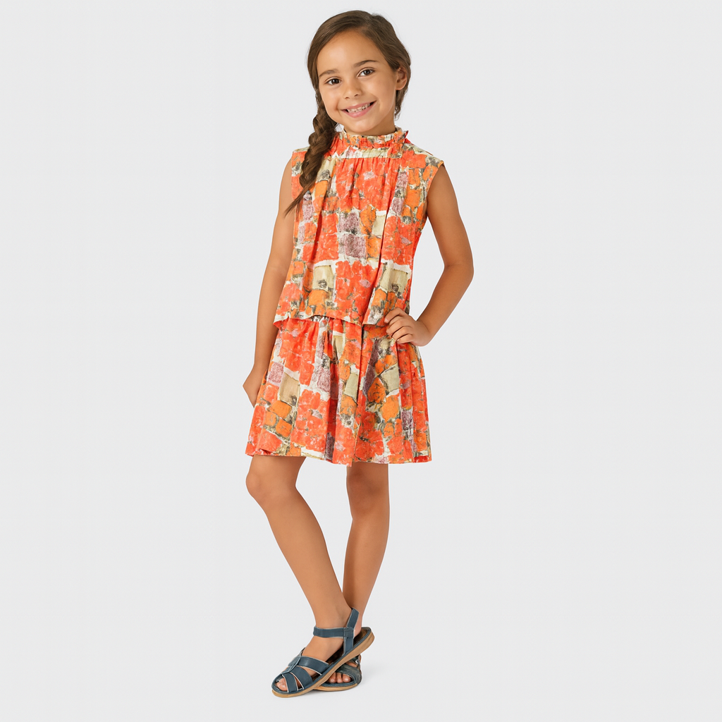 Girls Misha Top -Berries & Oranges Top & Skirt Set