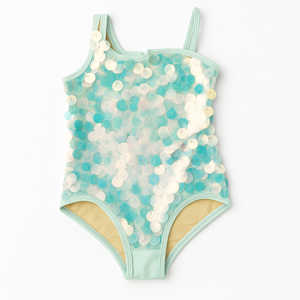 Mint Green Sequin 1 Shldr Swimsuit