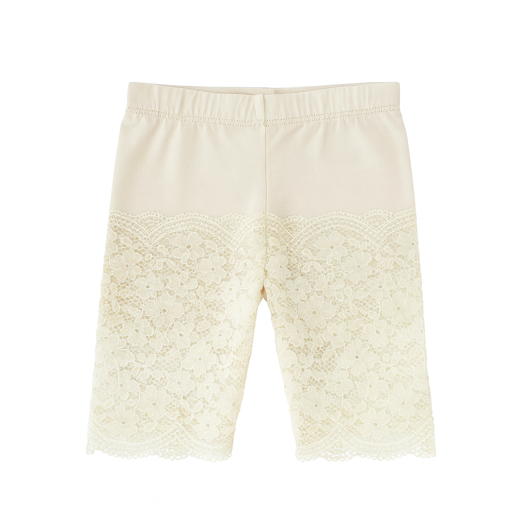 White Lace Hem 3/4 Leggings