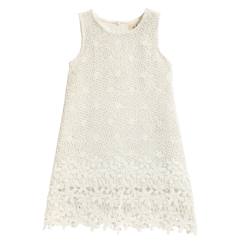 White Slvls Lace Dress With Peekaboo Knee