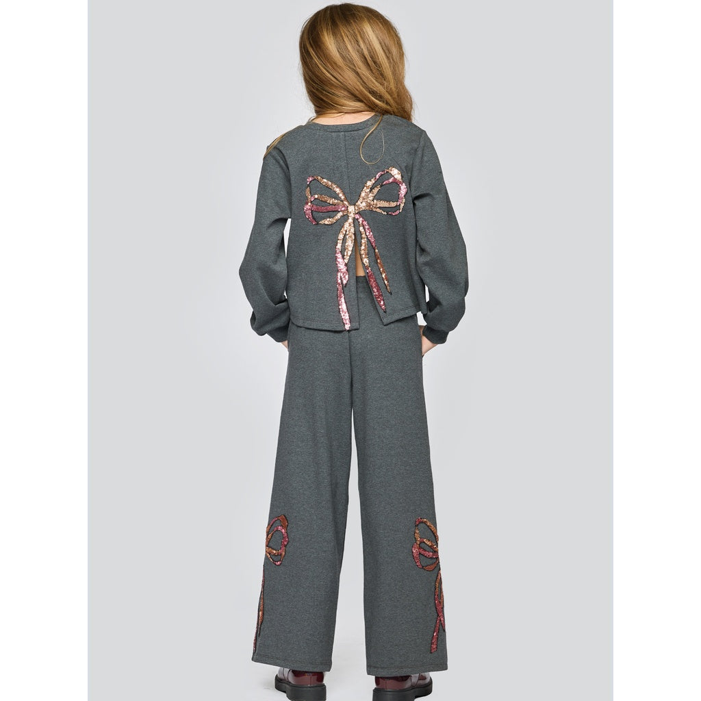 Sequins Bow Sweatshirt & Pant Set