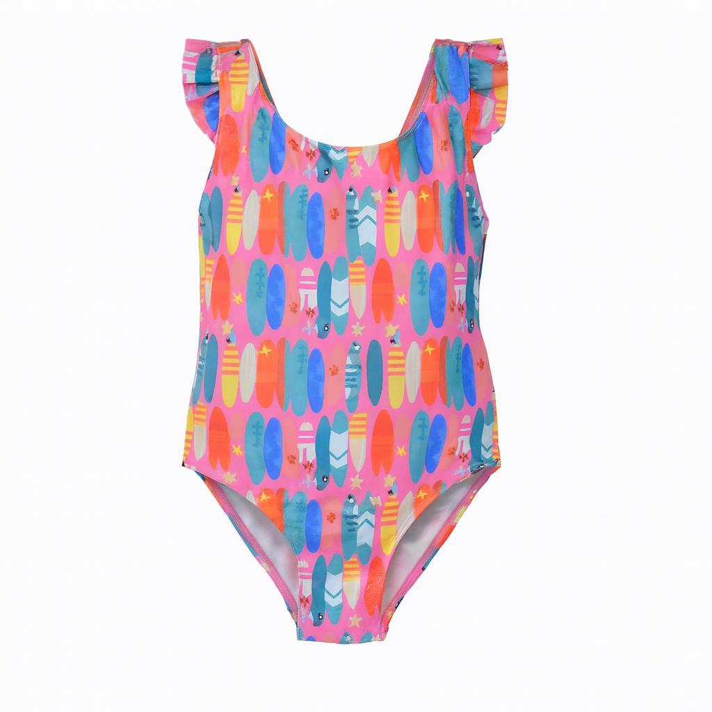 Pink Beach Boards Lili Swimsuit with Ruffles
