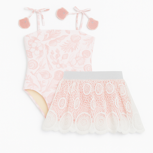 Seaside Toile Girls 1 PC Swimsuit & Skirt Set