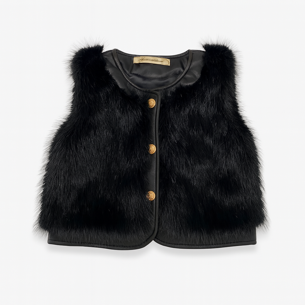 Black Faux Fur Vest