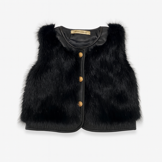 Black Faux Fur Vest