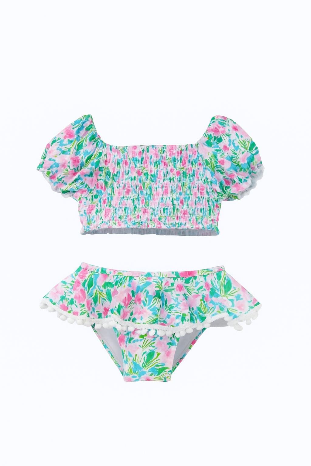 Lotus & Lilies Two Piece PomPom Swimsuit