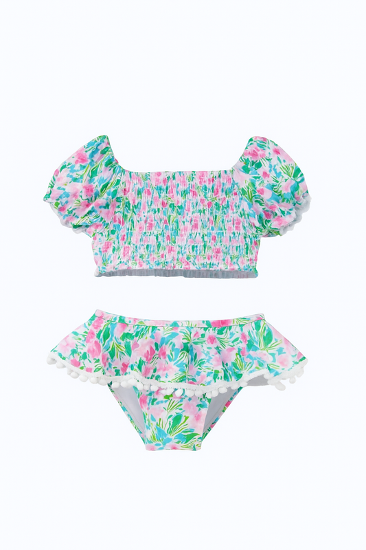 Lotus & Lilies Two Piece PomPom Swimsuit
