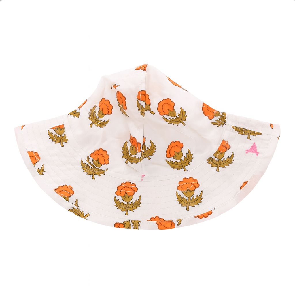 Baby Girls Jaipur Set-Orange Bud & Hat