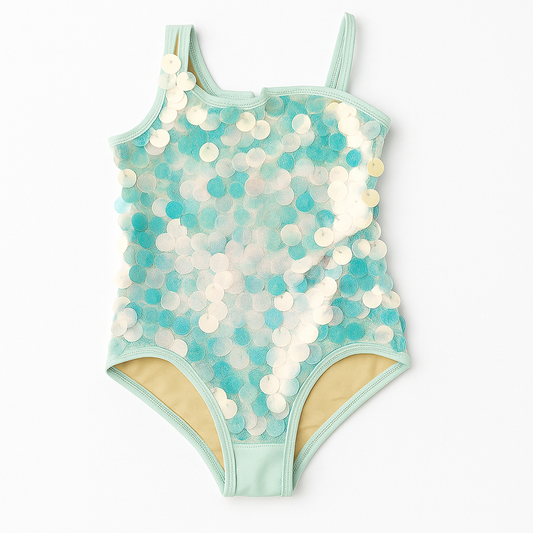 Mint Green Sequin 1 Shldr Swimsuit
