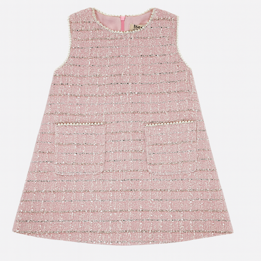 Pearl Trim Tweed Dress