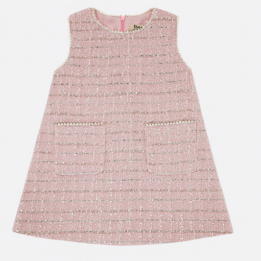 Pearl Trim Tweed Dress