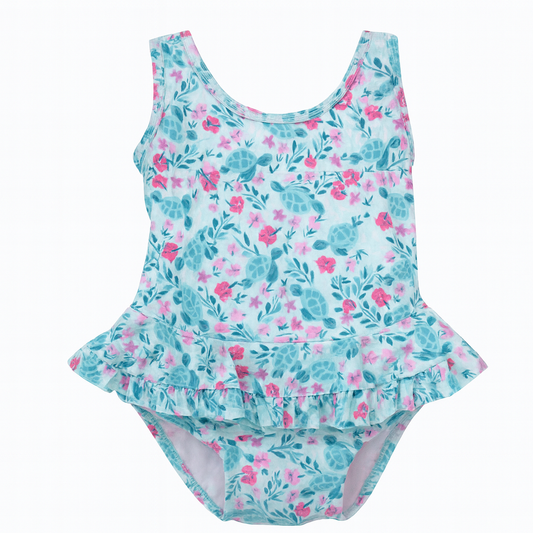 Botanical Turtles Stella Infant Ruffle Swimsuit