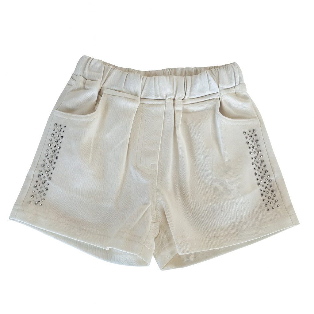 White Rinestone Comfort Shorts