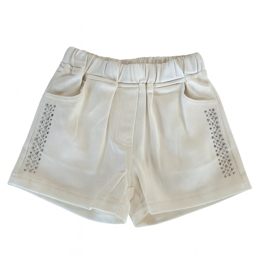 White Rinestone Comfort Shorts