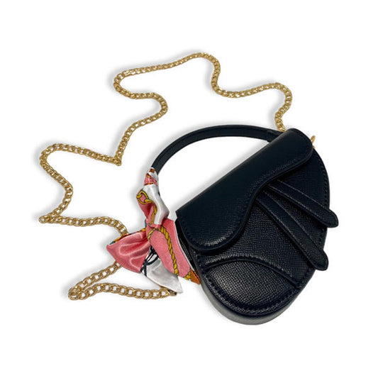 Black Mini Saddle Purse w/ Scarf