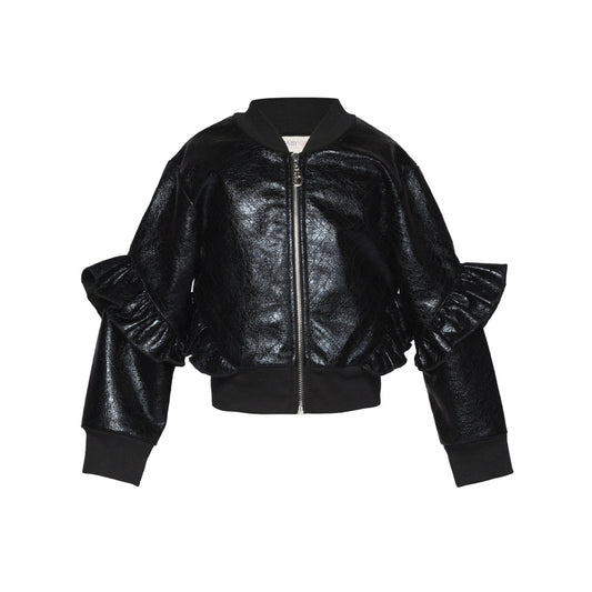 Faux Leather Bomber Jacket And Skirt Set