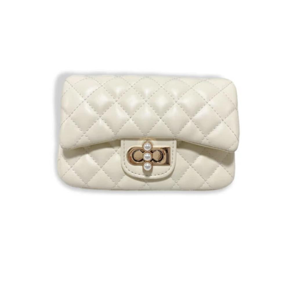 Cream Quilted Leather w/Pearl