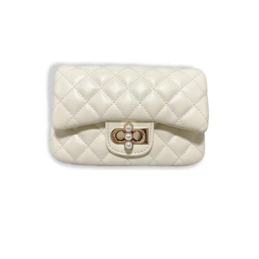 Cream Quilted Leather w/Pearl