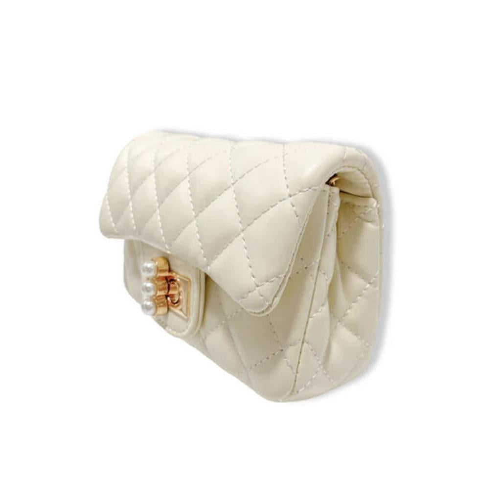 Cream Quilted Leather w/Pearl