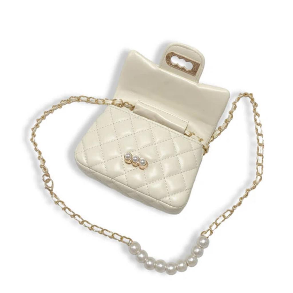 Cream Quilted Leather w/Pearl