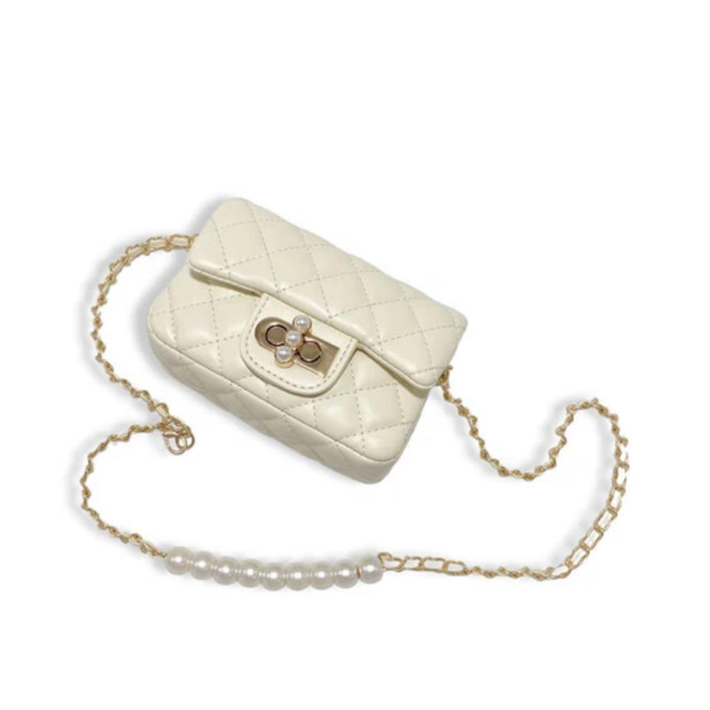 Cream Quilted Leather w/Pearl