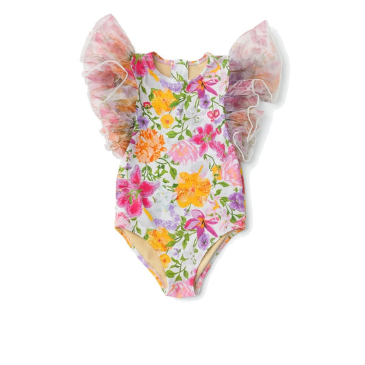Summer Gardens Girls Tulle Trim Swimsuit