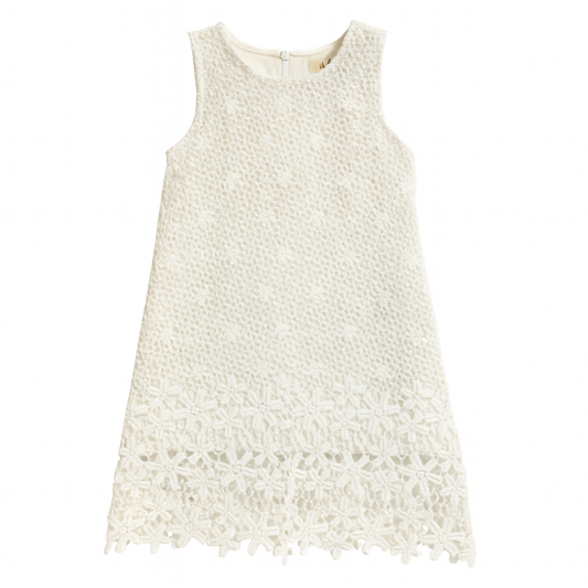 White Slvls Lace Dress With Peekaboo Knee